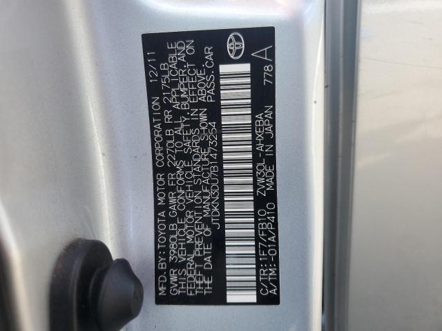 JTDKN3DU7B1473254 - 2011 TOYOTA PRIUS SILVER photo 12