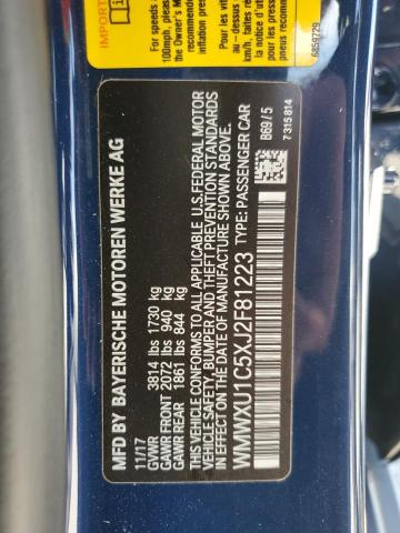 WMWXU1C5XJ2F81223 - 2018 MINI COOPER BLUE photo 12