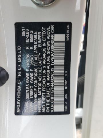 SHHFK7H44JU202619 - 2018 HONDA CIVIC SPORT თეთრი ფოტო 12