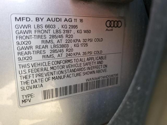 WA1VAAF74HD036706 - 2017 AUDI Q7 PRESTIGE Silber Foto 13