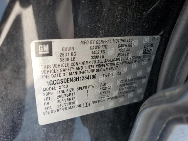 1GCGSDEN3H1264100 - 2017 CHEVROLET COLORADO Z71 BLACK photo 12