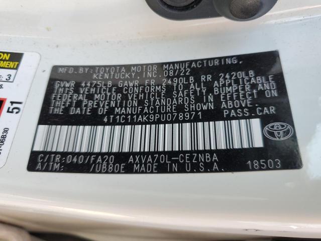 4T1C11AK9PU078971 - 2023 TOYOTA CAMRY LE Biały zdjęcie 12