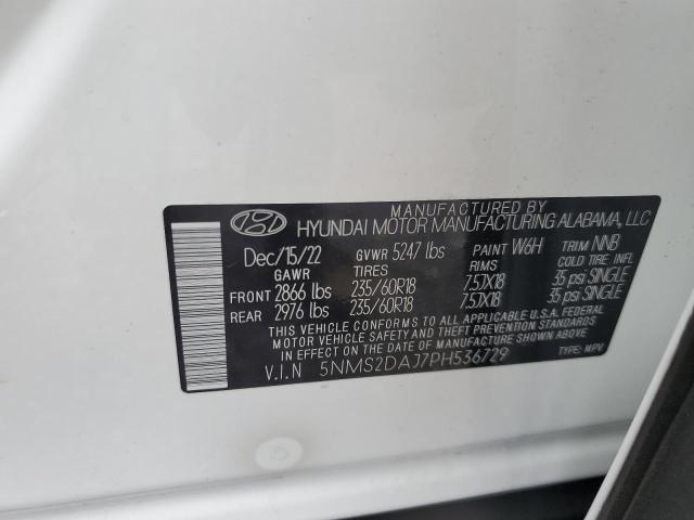 5NMS2DAJ7PH536729 - 2023 HYUNDAI SANTA FE SEL 白色 照片 13