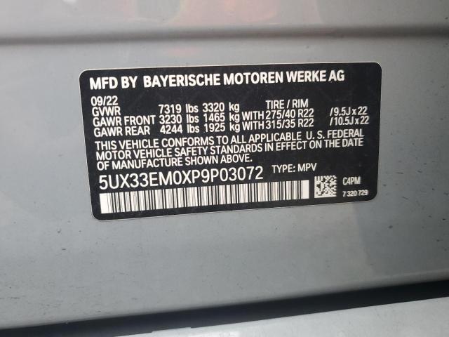 5UX33EM0XP9P03072 - 2023 BMW X7 M60I GRAY photo 14