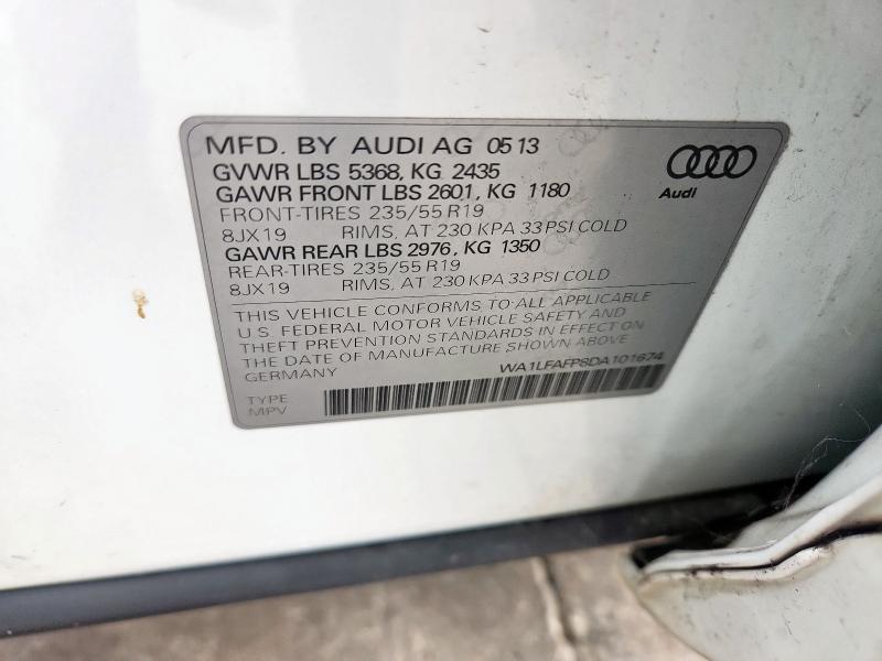 WA1LFAFP8DA101674 - 2013 AUDI Q5 PREMIUM PLUS Weiß Foto 13