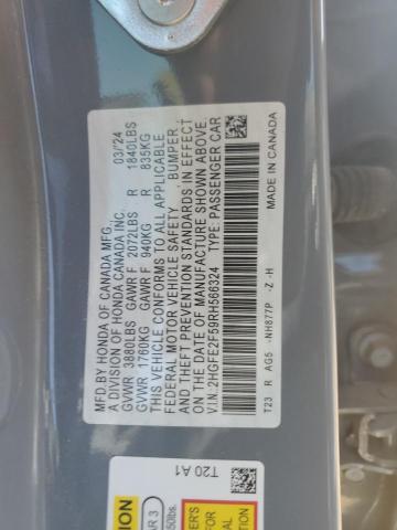 2HGFE2F59RH566324 - 2024 HONDA CIVIC SPORT ლურჯი ფოტო 12