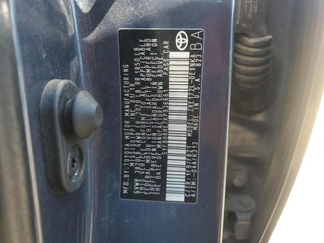 5YFBURHE7KP936661 - 2019 TOYOTA COROLLA L Mavi foto 12