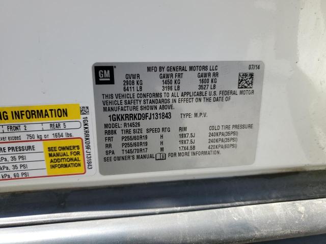 1GKKRRKD9FJ131843 - 2015 GMC ACADIA SLT-1 Белый фото 13