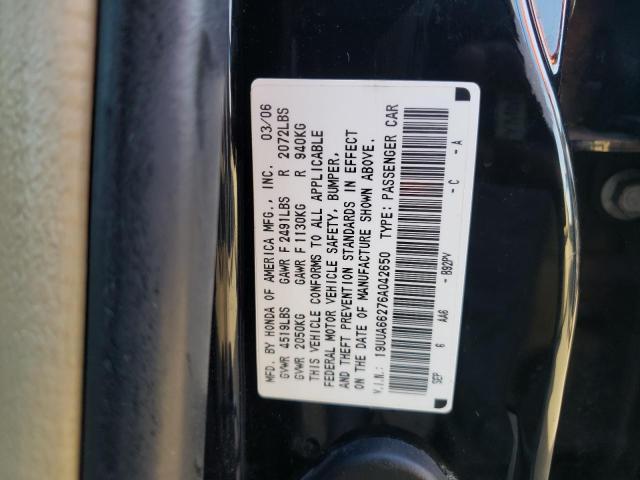 19UUA66276A042650 - 2006 ACURA 3.2TL BLACK photo 12