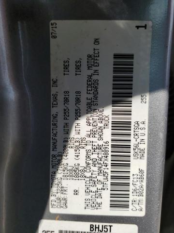 5TFUW5F14FX488916 - 2015 TOYOTA TUNDRA DOUBLE CAB SR/SR5 SILVER photo 12