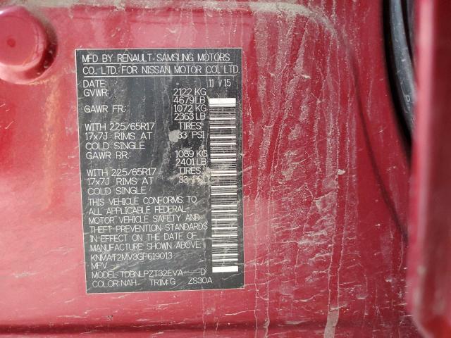 KNMAT2MV3GP619013 - 2016 NISSAN ROGUE S RED photo 13