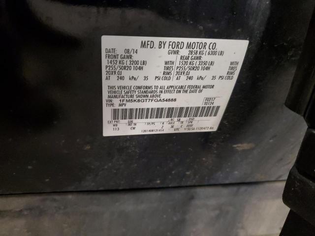 1FM5K8GT7FGA54888 - 2015 FORD EXPLORER SPORT 黑色 照片 13