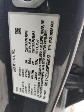 5YJ3E1EC5PF628123 - 2023 TESLA MODEL 3 GRAY photo 12