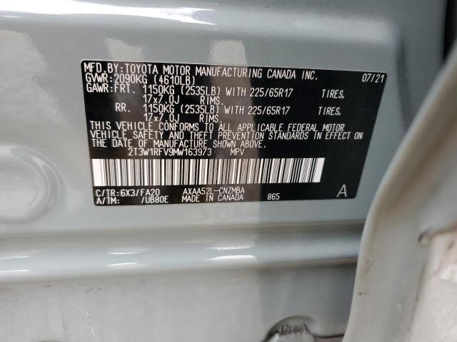 2T3W1RFV9MW163973 - 2021 TOYOTA RAV4 XLE GRAY photo 14
