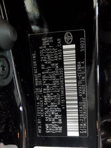 4T1B11HK6KU825355 - 2019 TOYOTA CAMRY L BLACK photo 13