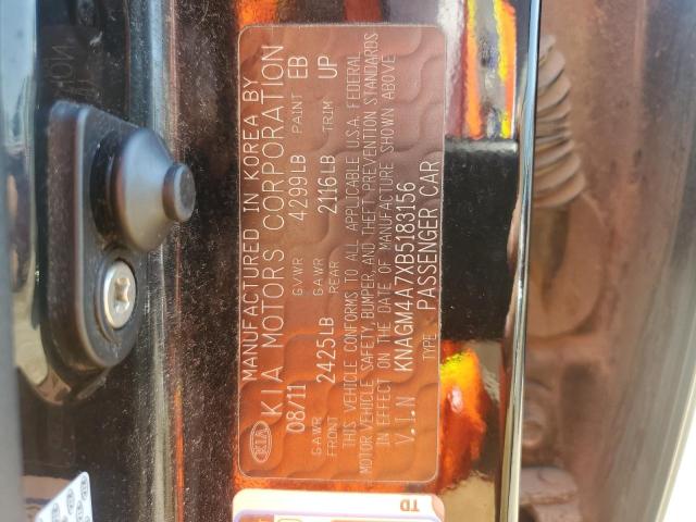 KNAGM4A7XB5183156 - 2011 KIA OPTIMA LX BLACK photo 12