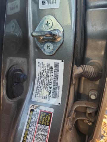 2HGFA16878H515399 - 2008 HONDA CIVIC EX GRAY photo 12