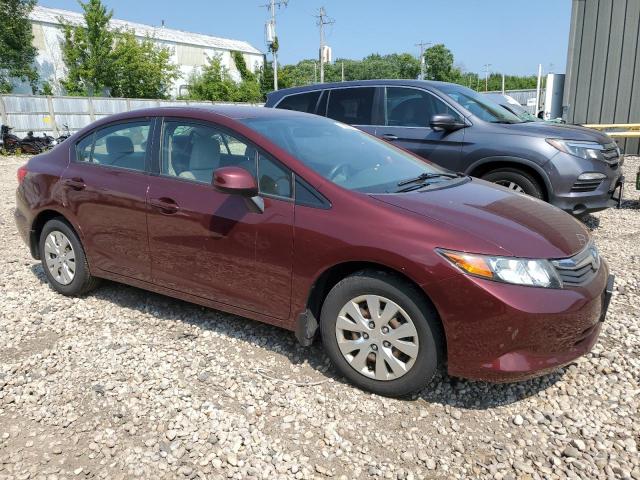 19XFB2F56CE029615 - 2012 HONDA CIVIC LX BURGUNDY photo 4