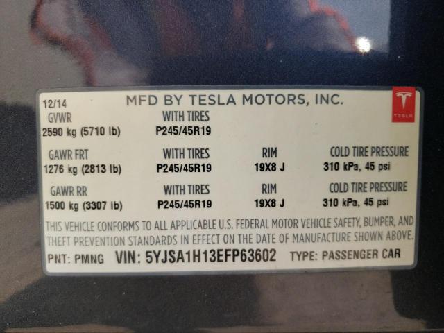 5YJSA1H13EFP63602 - 2014 TESLA MODEL S 灰色 照片 12