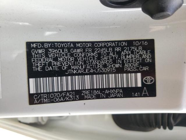 JTNKARJE4HJ530915 - 2017 TOYOTA COROLLA IM თეთრი ფოტო 12