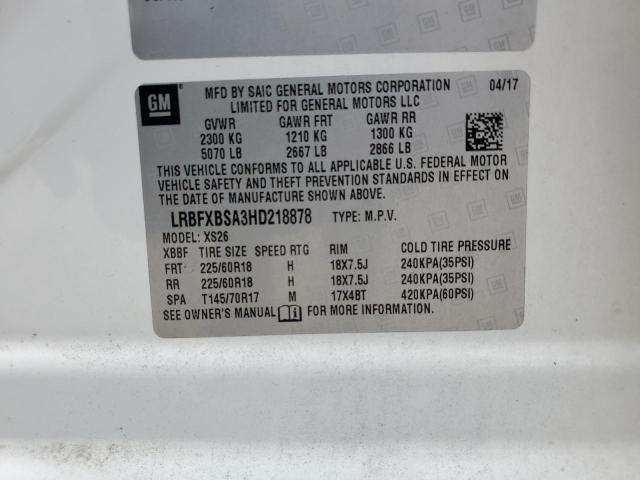 LRBFXBSA3HD218878 - 2017 BUICK ENVISION ESSENCE Սպիտակ լուսանկար 13