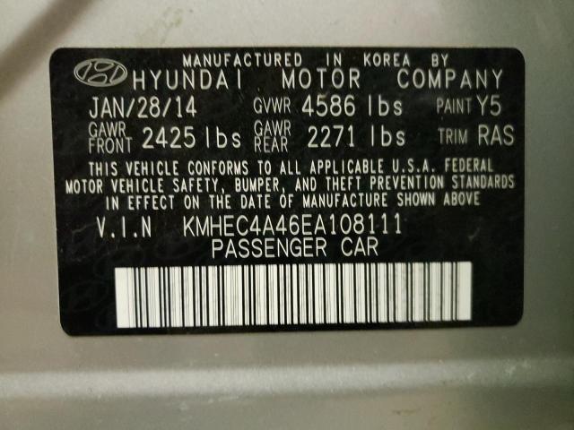 KMHEC4A46EA108111 - 2014 HYUNDAI SONATA HYBRID SILVER photo 12