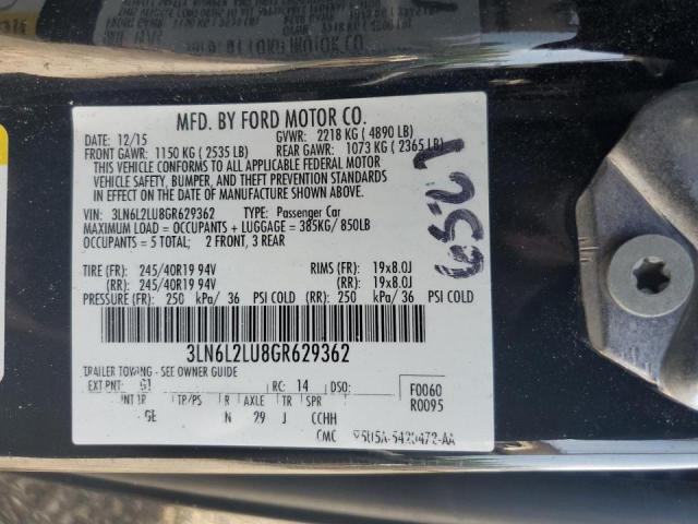 3LN6L2LU8GR629362 - 2016 LINCOLN MKZ HYBRID BLACK photo 12