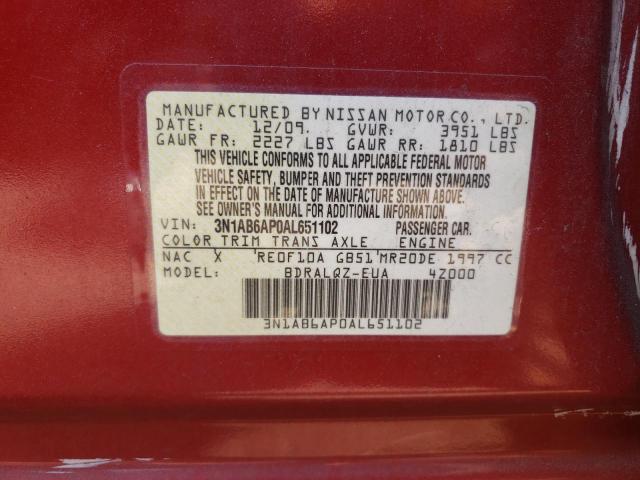 3N1AB6AP0AL651102 - 2010 NISSAN SENTRA 2.0 RED photo 13