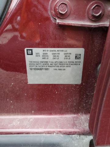 1G11C5SA9GF119261 - 2016 CHEVROLET MALIBU LIM LT წითელი ფოტო 12