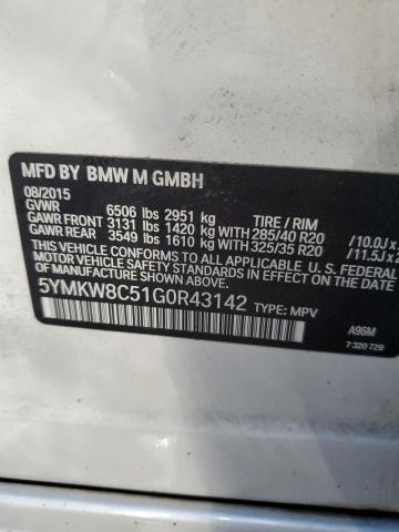 5YMKW8C51G0R43142 - 2016 BMW X6 M WHITE photo 13