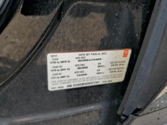 5YJXCBE4XHF077341 - 2017 TESLA MODEL X BLACK photo 12