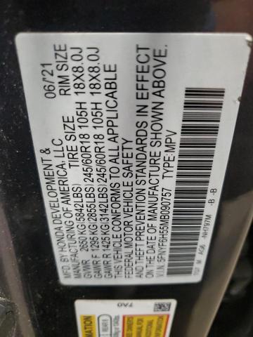 5FNYF6H55MB090757 - 2021 HONDA PILOT EXL Gümüş foto 13