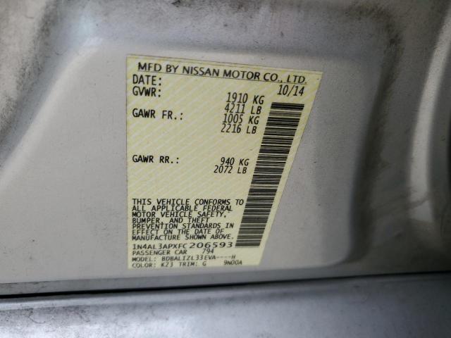 1N4AL3APXFC206593 - 2015 NISSAN ALTIMA 2.5 银色 照片 13