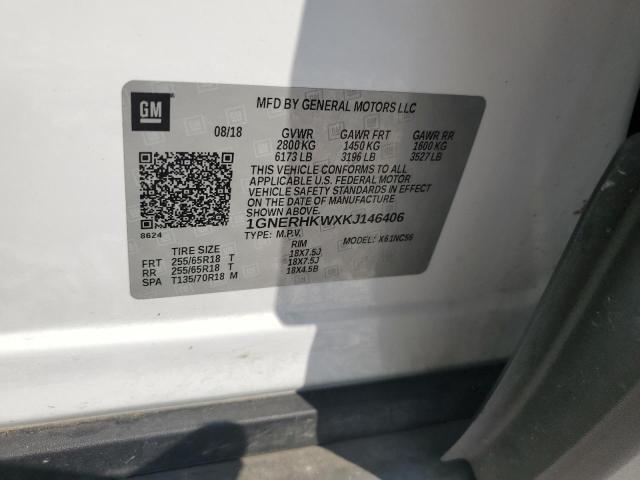 1GNERHKWXKJ146406 - 2019 CHEVROLET TRAVERSE LT Ağ foto 13