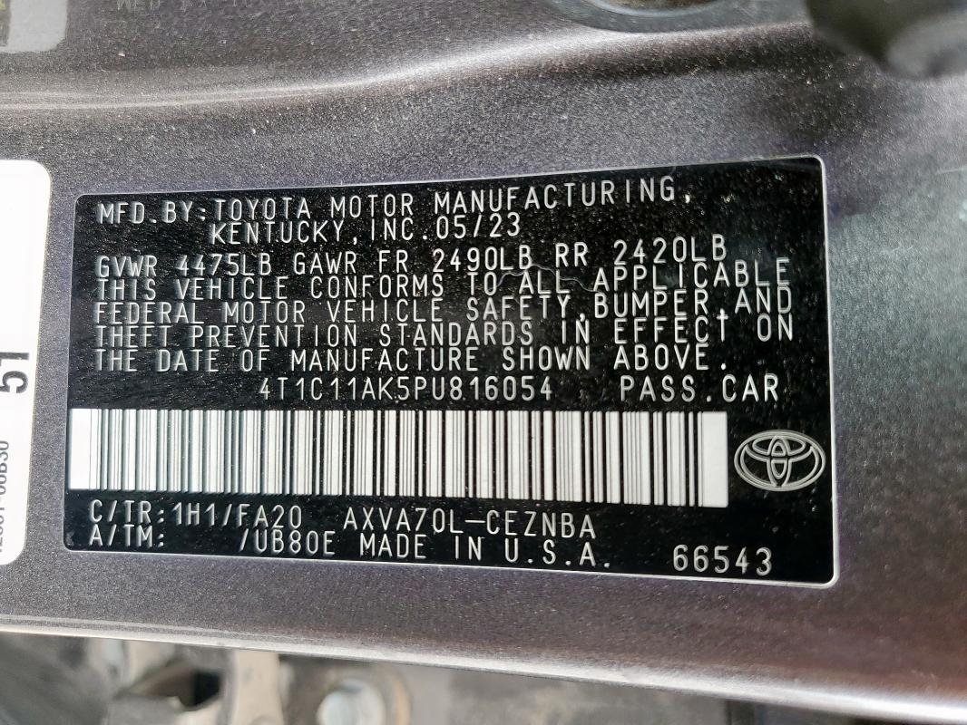 4T1C11AK5PU816054 - 2023 TOYOTA CAMRY LE 灰色 照片 12