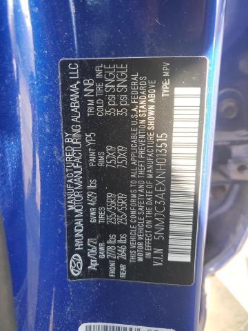 5NMJC3AEXNH013515 - 2022 HYUNDAI TUCSON SEL BLUE photo 13