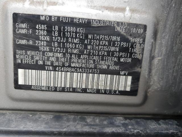 4S4BRBAC9A3334753 - 2010 SUBARU OUTBACK 2.5I SILVER photo 14