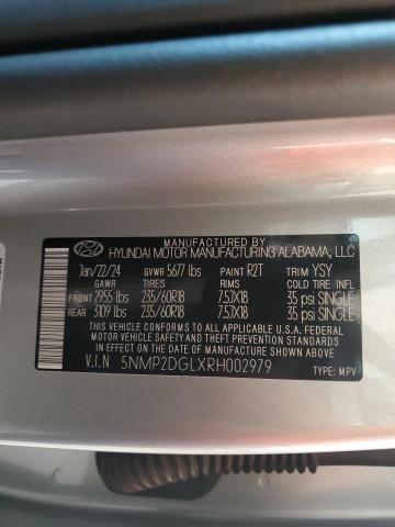 5NMP2DGLXRH002979 - 2024 HYUNDAI SANTA FE SEL SILVER photo 13