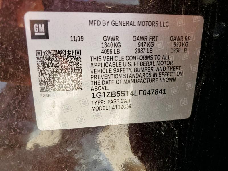 1G1ZB5ST4LF047841 - 2020 CHEVROLET MALIBU LS 黑色 照片 12