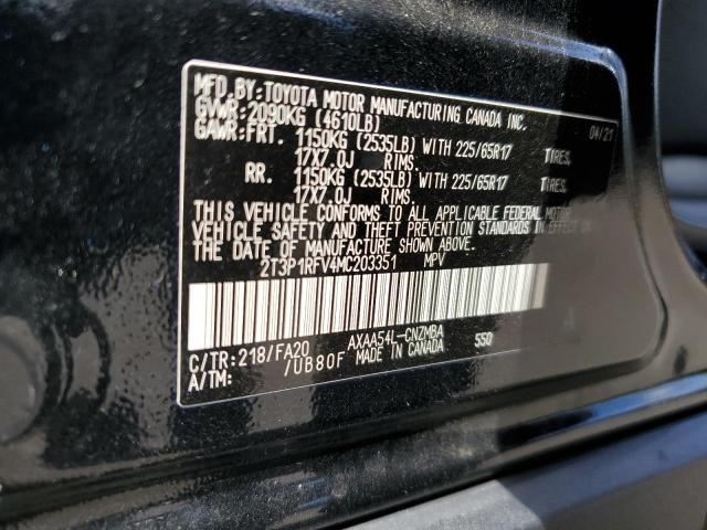 2T3P1RFV4MC203351 - 2021 TOYOTA RAV4 XLE BLACK photo 14