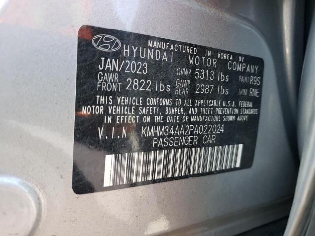 KMHM34AA2PA022024 - 2023 HYUNDAI IONIQ 6 SEL SILVER photo 12