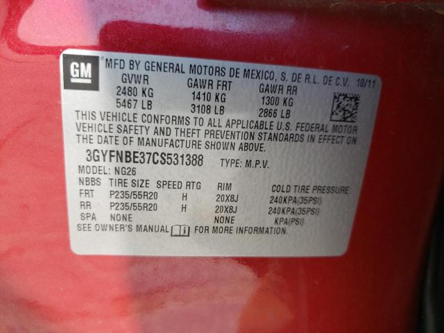 3GYFNBE37CS531388 - 2012 CADILLAC SRX PERFORMANCE COLLECTION Қызыл фото 14