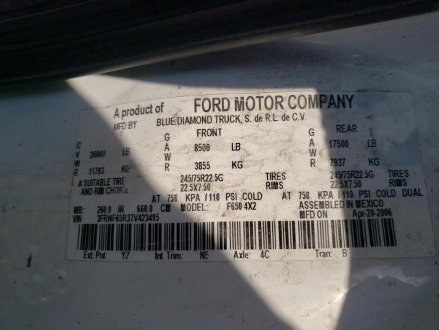 3FRNF65R37V423495 - 2007 FORD F650 SUPER DUTY WHITE photo 12