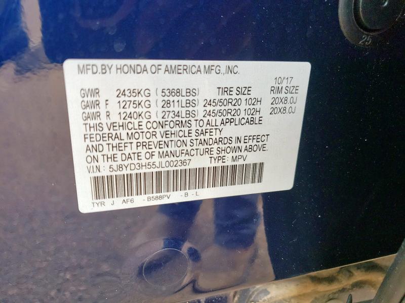 5J8YD3H55JL002367 - 2018 ACURA MDX TECHNOLOGY Blau Foto 13