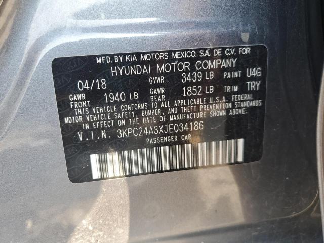 3KPC24A3XJE034186 - 2018 HYUNDAI ACCENT SE Күміс фото 12