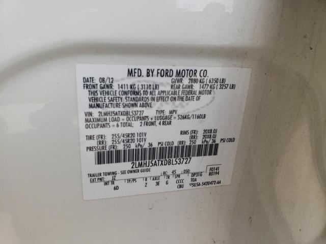 2LMHJ5ATXDBL53727 - 2013 LINCOLN MKT Weiß Foto 12