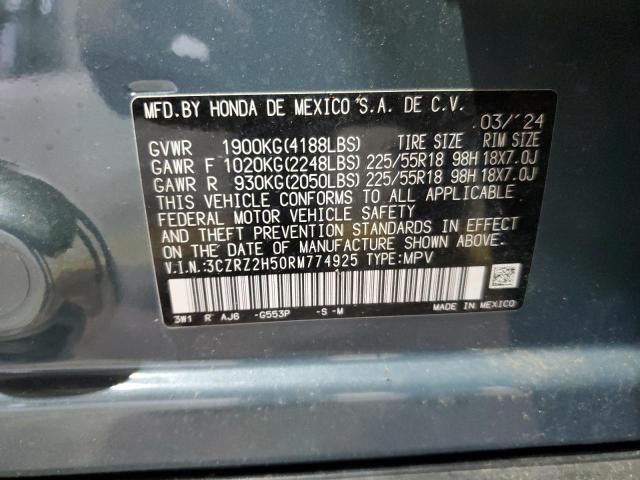 3CZRZ2H50RM774925 - 2024 HONDA HR-V SPORT BLUE photo 13