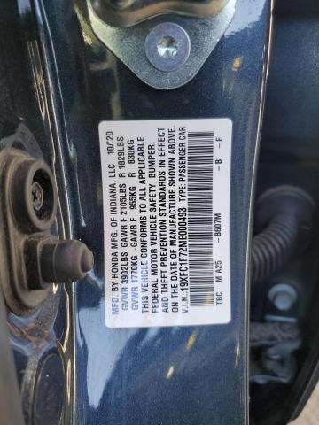 19XFC1F72ME000493 - 2021 HONDA CIVIC EXL 蓝色 照片 13