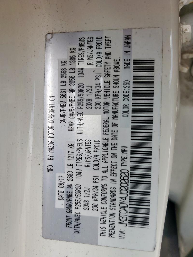 JM3TCADY4J0202620 - 2018 MAZDA CX-9 GRAND TOURING WHITE photo 13