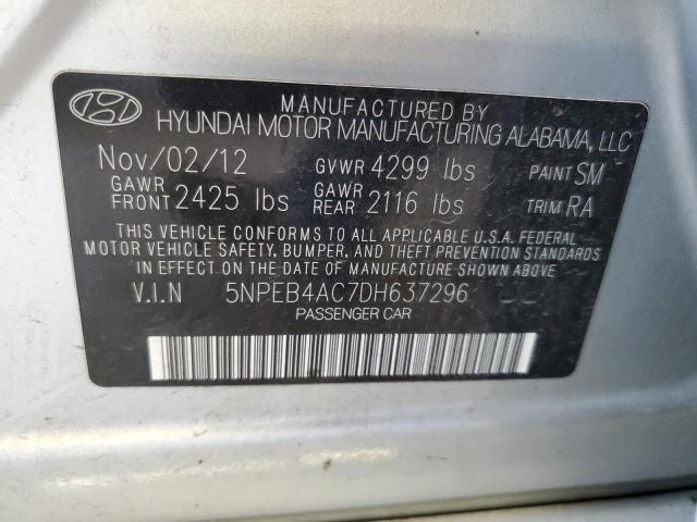 5NPEB4AC7DH637296 - 2013 HYUNDAI SONATA GLS SILVER photo 12